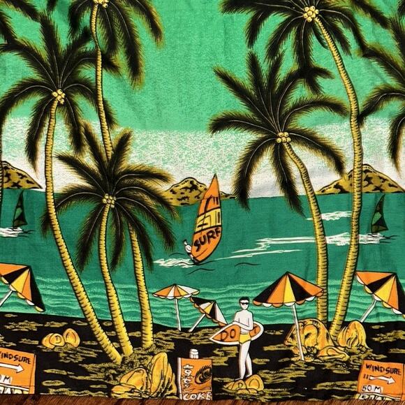 Fun Bright Green Vintage Fun-Wear Hawaiian Shirt Size XL 100% Rayon - Picture 2 of 4